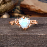 Nature-Inspired 3-Prong Heart-Shaped Moonstone Engagement Ring